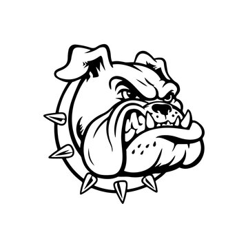 Illustration of bulldog head. Design element for logo, label, sign. Vector illustration