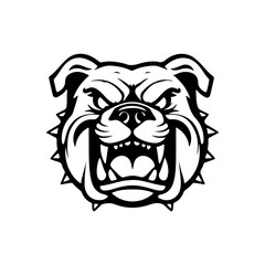 Illustration of bulldog head. Design element for logo, label, sign. Vector illustration