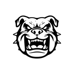 Illustration of bulldog head. Design element for logo, label, sign. Vector illustration