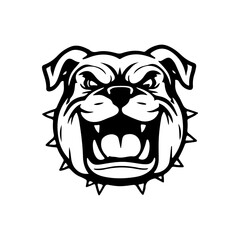 Illustration of bulldog head. Design element for logo, label, sign. Vector illustration