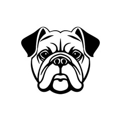 Illustration of bulldog head. Design element for logo, label, sign. Vector illustration