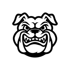 Illustration of bulldog head. Design element for logo, label, sign. Vector illustration