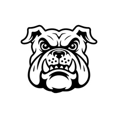 Illustration of bulldog head. Design element for logo, label, sign. Vector illustration