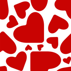 Seamless pattern with red hearts. Vector illustration.