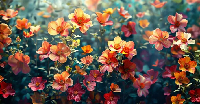 Strong field of flowers video blue sky video wildflower meadow video colorful blooms video nature landscape video spring flowers video serene field video background mp4