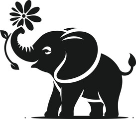 Baby elephant silhouette vector
