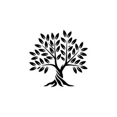 Olive tree silhouette icon. Design element for logo, label, sign. Vector illustration