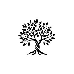 Olive tree silhouette icon. Design element for logo, label, sign. Vector illustration