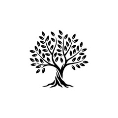 Olive tree silhouette icon. Design element for logo, label, sign. Vector illustration