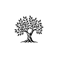 Olive tree silhouette icon. Design element for logo, label, sign. Vector illustration