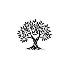 Olive tree silhouette icon. Design element for logo, label, sign. Vector illustration