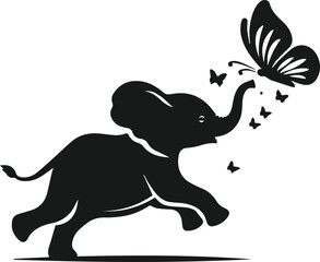 Baby elephant silhouette vector