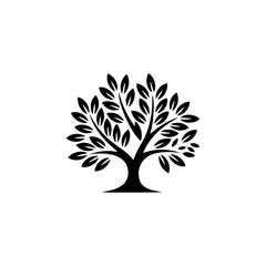 Olive tree silhouette icon. Design element for logo, label, sign. Vector illustration