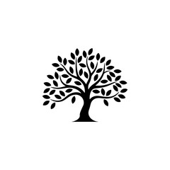 Olive tree silhouette icon. Design element for logo, label, sign. Vector illustration