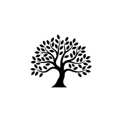 Olive tree silhouette icon. Design element for logo, label, sign. Vector illustration