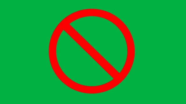Red No Symbol on Green Screen Chroma Key
Prohibition Sign Animation - Green Screen Footage
Animated Red Circle with Slash - Video Asset