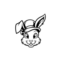 Illustration of rabbit head. Design element for logo, label, sign. Vector illustration