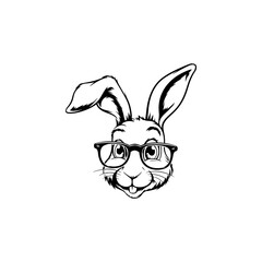 Illustration of rabbit head. Design element for logo, label, sign. Vector illustration