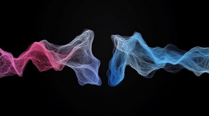 Fototapeta premium Colorful Abstract Waves of Energy in Pink and Blue on Black Background