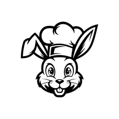 Illustration of rabbit head. Design element for logo, label, sign. Vector illustration