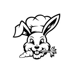 Illustration of rabbit head. Design element for logo, label, sign. Vector illustration