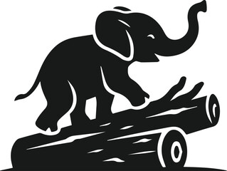 Baby elephant silhouette vector