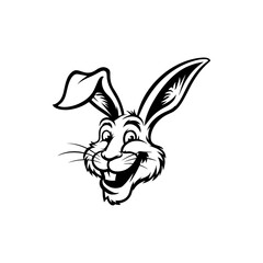 Illustration of rabbit head. Design element for logo, label, sign. Vector illustration