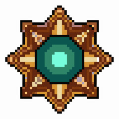 Obraz premium Pixel Art Geometric Star Retro Video Game Inspired Illustration