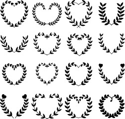 Set of floral wreath in vintage style. Design element for decorations. Vector illustration