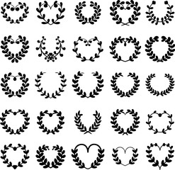 Set of floral wreath in vintage style. Design element for decorations. Vector illustration