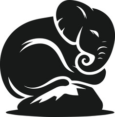 Baby elephant silhouette vector