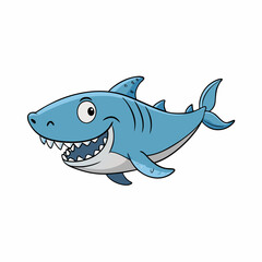 shark cartoon isolated on white