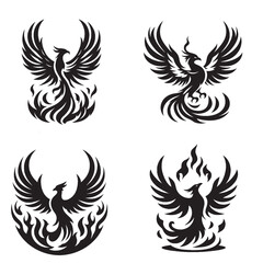 Obraz premium Phoenix Silhouette | Rising from Flames Mythical Fire Bird Vector
