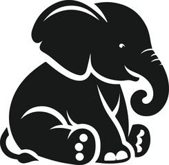 Baby elephant silhouette vector