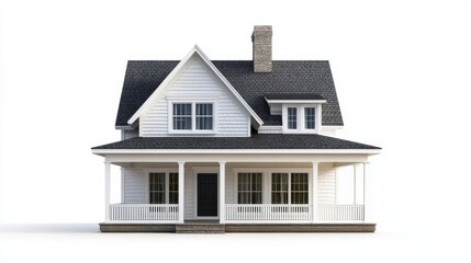 Cape Cod house isolated on white background.