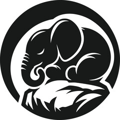 Baby elephant silhouette vector