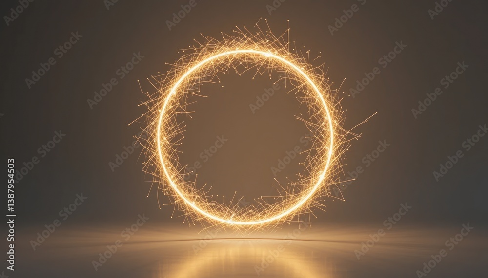 Poster dynamic sparkling circle animation studio setting digital art modern environment close-up view creat