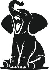 Baby elephant silhouette vector