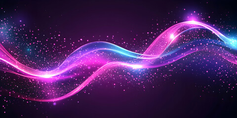 Obraz premium Colorful Abstract Wave with Sparkling Particles on a Dark Background