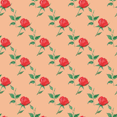 Cute Wreath Of Roses Seamless Vector Pattern Design