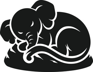 Baby elephant silhouette vector