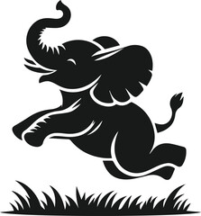 Baby elephant silhouette vector