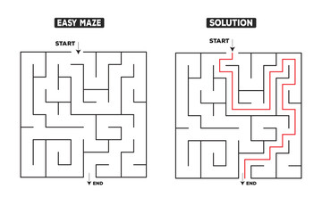 Easy Maze Puzzle with Solution for Kids – Simple Printable Activity Game