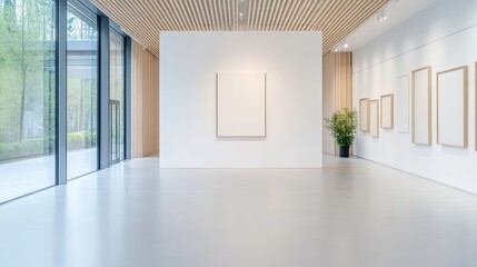 Fototapeta premium Empty gallery with modern design, natural light