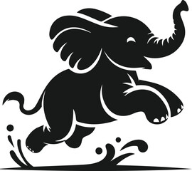 Baby elephant silhouette vector