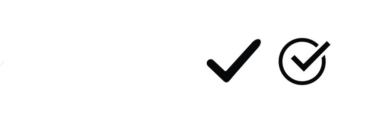 Check mark icon set with editable strokes. Accepted, rejected, approved, disapproved, right, wrong, correct, false, true, done symbols.