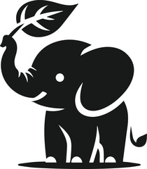 Baby elephant silhouette vector