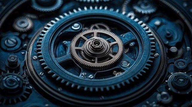 Intricate clockwork mechanism close-up