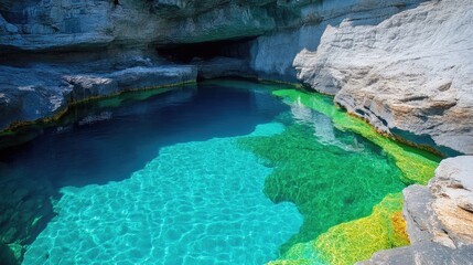 Fototapeta premium Crystal-clear pool in a sea cave