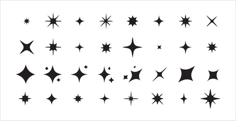 Black star icons collection  sparkle, shapes, and vector Star designs. vector illustration eps 10.
